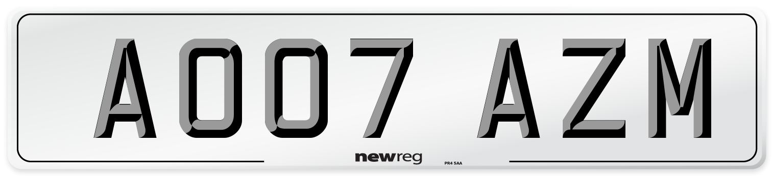 AO07 AZM Number Plate from New Reg